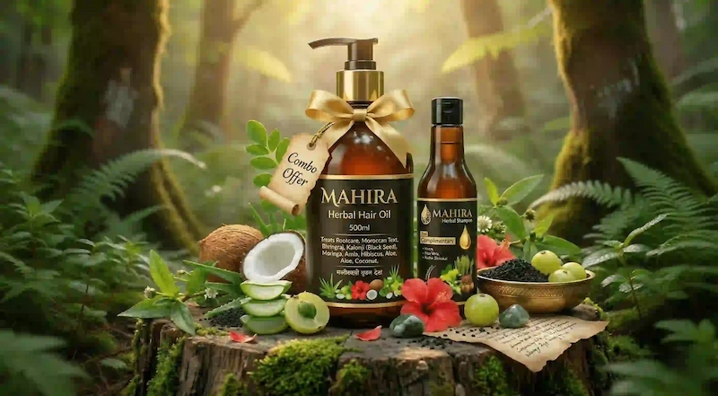 Herbal Hair Oil Combo – 500ml + Free 200ml Shampoo